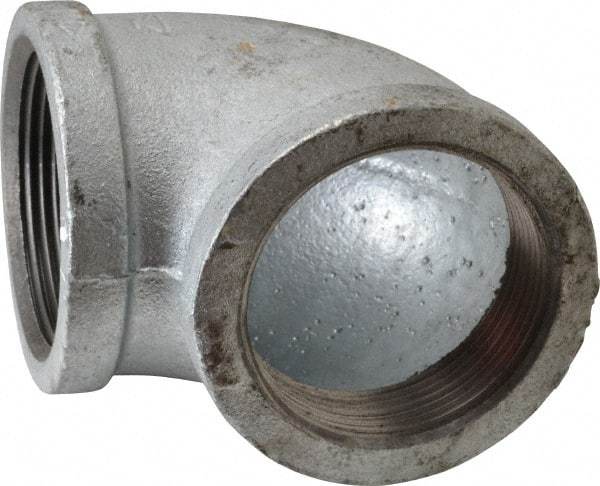 Made in USA - Class 150, 2-1/2" Galvanized Pipe 90° Elbow - Threaded, Malleable Iron - Americas Industrial Supply