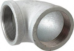 Made in USA - Class 150, 3" Galvanized Pipe 90° Elbow - Threaded, Malleable Iron - Americas Industrial Supply