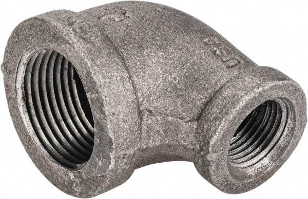 Made in USA - Size 3/4 x 3/8", Class 150, Malleable Iron Black Pipe Reducing Elbow - 150 psi, Threaded End Connection - Americas Industrial Supply