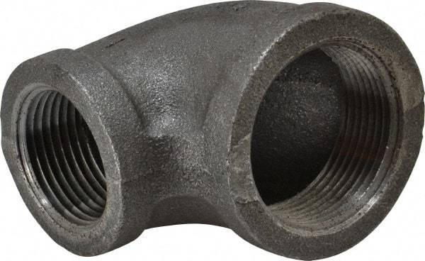 Made in USA - Size 1-1/4 x 1", Class 150, Malleable Iron Black Pipe Reducing Elbow - 150 psi, Threaded End Connection - Americas Industrial Supply