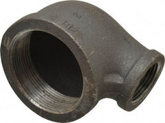 Made in USA - Size 2 x 1", Class 150, Malleable Iron Black Pipe Reducing Elbow - 150 psi, Threaded End Connection - Americas Industrial Supply