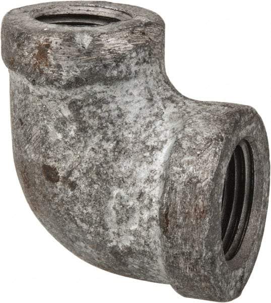 Made in USA - Class 150, 3/8 x 1/4" Galvanized Pipe Reducing Elbow - Threaded, Malleable Iron - Americas Industrial Supply