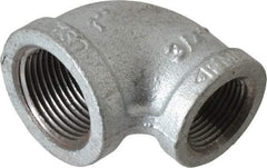 Made in USA - Class 150, 1 x 3/4" Galvanized Pipe Reducing Elbow - Threaded, Malleable Iron - Americas Industrial Supply