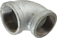 Made in USA - Class 150, 1-1/2 x 1-1/4" Galvanized Pipe Reducing Elbow - Threaded, Malleable Iron - Americas Industrial Supply