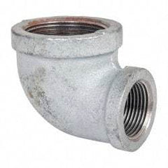 Made in USA - Class 150, 1-1/2 x 1" Galvanized Pipe Reducing Elbow - Threaded, Malleable Iron - Americas Industrial Supply