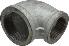 Made in USA - Class 150, 2 x 1-1/2" Galvanized Pipe Reducing Elbow - Threaded, Malleable Iron - Americas Industrial Supply