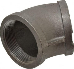 Made in USA - Size 3", Class 150, Malleable Iron Black Pipe 45° Elbow - 150 psi, Threaded End Connection - Americas Industrial Supply