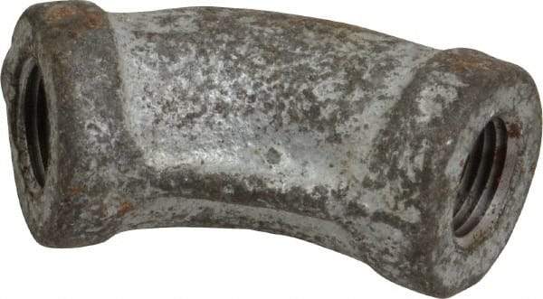 Made in USA - Class 150, 1/8" Galvanized Pipe 45° Elbow - Threaded, Malleable Iron - Americas Industrial Supply