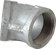 Made in USA - Class 150, 2" Galvanized Pipe 45° Elbow - Threaded, Malleable Iron - Americas Industrial Supply