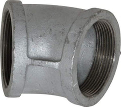 Made in USA - Class 150, 3" Galvanized Pipe 45° Elbow - Threaded, Malleable Iron - Americas Industrial Supply