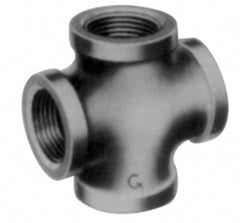 Made in USA - Size 4", Class 150, Malleable Iron Black Pipe Cross - 300 psi, Threaded End Connection - Americas Industrial Supply