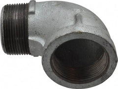 Made in USA - Class 150, 1-1/2" Galvanized Pipe 90° Street Elbow - Threaded, Malleable Iron - Americas Industrial Supply