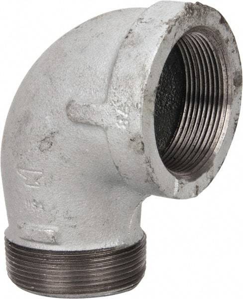 Made in USA - Class 150, 2" Galvanized Pipe 90° Street Elbow - Threaded, Malleable Iron - Americas Industrial Supply