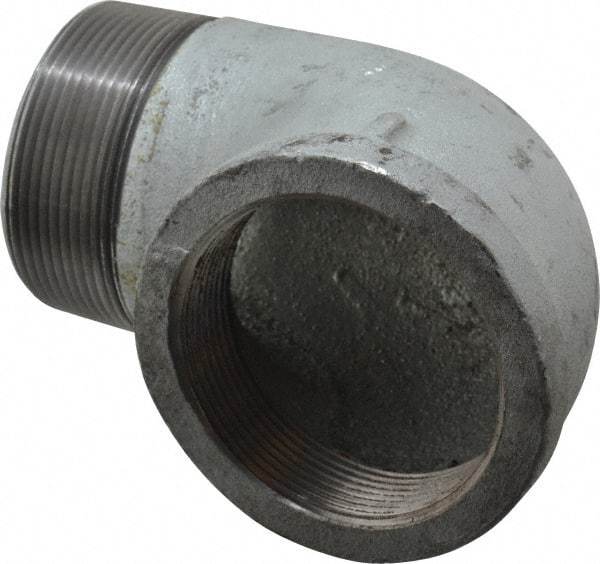 Made in USA - Class 150, 3" Galvanized Pipe 90° Street Elbow - Threaded, Malleable Iron - Americas Industrial Supply