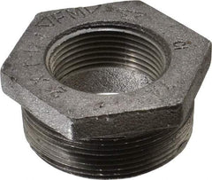 Made in USA - Size 2 x 1-1/4", Class 150, Malleable Iron Black Pipe Hex Bushing - 150 psi, Threaded End Connection - Americas Industrial Supply