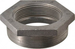 Made in USA - Size 4 x 3", Class 150, Malleable Iron Black Pipe Hex Bushing - 150 psi, Threaded End Connection - Americas Industrial Supply