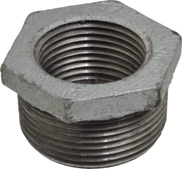 Made in USA - Class 150, 1-1/4 x 1" Galvanized Pipe Hex Bushing - Threaded, Malleable Iron - Americas Industrial Supply
