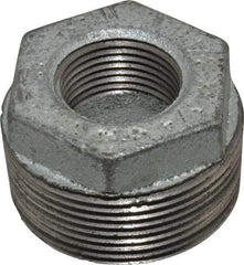 Made in USA - Class 150, 1-1/2 x 3/4" Galvanized Pipe Hex Bushing - Threaded, Malleable Iron - Americas Industrial Supply