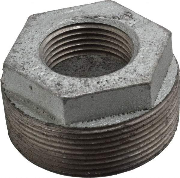 Made in USA - Class 150, 2 x 1" Galvanized Pipe Hex Bushing - Threaded, Malleable Iron - Americas Industrial Supply