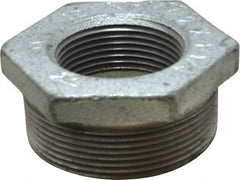 Made in USA - Class 150, 2 x 1-1/4" Galvanized Pipe Hex Bushing - Threaded, Malleable Iron - Americas Industrial Supply