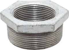 Made in USA - Class 150, 2 x 1-1/2" Galvanized Pipe Hex Bushing - Threaded, Malleable Iron - Americas Industrial Supply