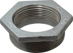 Made in USA - Class 150, 3 x 2-1/2" Galvanized Pipe Hex Bushing - Threaded, Malleable Iron - Americas Industrial Supply