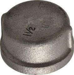 Made in USA - Size 1-1/2", Class 150, Malleable Iron Black Pipe End Cap - 150 psi, Threaded End Connection - Americas Industrial Supply
