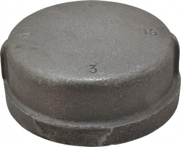 Made in USA - Size 3", Class 150, Malleable Iron Black Pipe End Cap - 150 psi, Threaded End Connection - Americas Industrial Supply