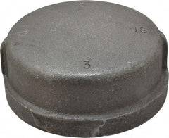 Made in USA - Size 3", Class 150, Malleable Iron Black Pipe End Cap - 150 psi, Threaded End Connection - Americas Industrial Supply