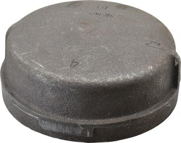 Made in USA - Size 4", Class 150, Malleable Iron Black Pipe End Cap - 150 psi, Threaded End Connection - Americas Industrial Supply