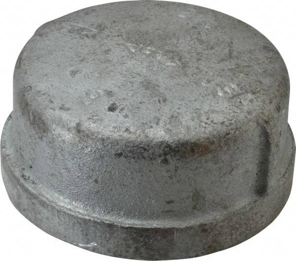 Made in USA - Class 150, 2-1/2" Galvanized Pipe End Cap - Threaded, Malleable Iron - Americas Industrial Supply