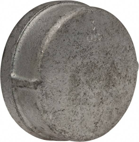 Made in USA - Class 150, 3" Galvanized Pipe End Cap - Threaded, Malleable Iron - Americas Industrial Supply