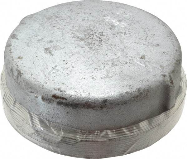 Made in USA - Class 150, 4" Galvanized Pipe End Cap - Threaded, Malleable Iron - Americas Industrial Supply