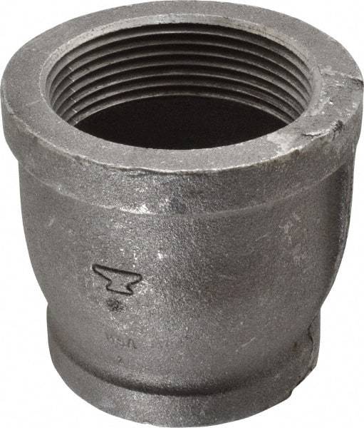 Made in USA - Size 2-1/2 x 2", Class 150, Malleable Iron Black Pipe Reducing Coupling - 150 psi, Threaded End Connection - Americas Industrial Supply
