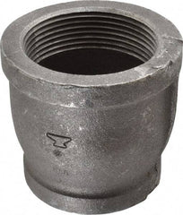 Made in USA - Size 2-1/2 x 2", Class 150, Malleable Iron Black Pipe Reducing Coupling - 150 psi, Threaded End Connection - Americas Industrial Supply