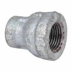 Made in USA - Class 150, 3/8 x 1/8" Galvanized Pipe Reducing Coupling - Threaded, Malleable Iron - Americas Industrial Supply