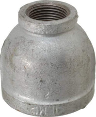 Made in USA - Class 150, 2 x 1" Galvanized Pipe Reducing Coupling - Threaded, Malleable Iron - Americas Industrial Supply