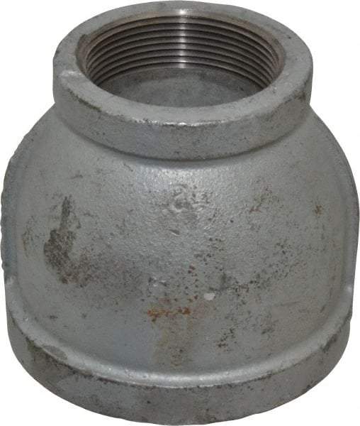 Made in USA - Class 150, 3 x 2" Galvanized Pipe Reducing Coupling - Threaded, Malleable Iron - Americas Industrial Supply
