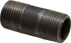 Made in USA - Schedule 40, 3/8" Diam x 1-1/2" Long Steel Black Pipe Nipple - Threaded - Americas Industrial Supply