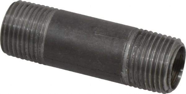 Made in USA - Schedule 40, 3/8" Diam x 2" Long Steel Black Pipe Nipple - Threaded - Americas Industrial Supply