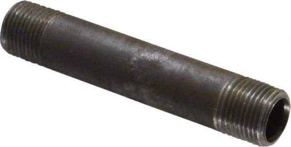 Made in USA - Schedule 40, 3/8" Diam x 3-1/2" Long Steel Black Pipe Nipple - Threaded - Americas Industrial Supply