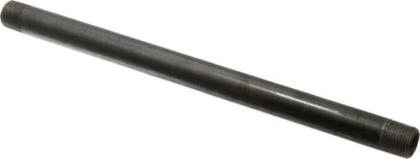 Made in USA - Schedule 40, 3/8" Diam x 10" Long Steel Black Pipe Nipple - Threaded - Americas Industrial Supply
