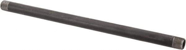 Made in USA - Schedule 40, 3/8" Diam x 12" Long Steel Black Pipe Nipple - Threaded - Americas Industrial Supply