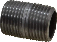 Made in USA - Schedule 40, 1/2" Diam x 1-1/8" Long Steel Black Pipe Nipple - Threaded - Americas Industrial Supply