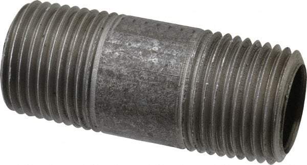 Made in USA - Schedule 40, 1/2" Diam x 2" Long Steel Black Pipe Nipple - Threaded - Americas Industrial Supply