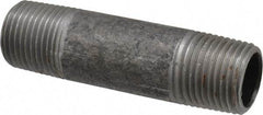 Made in USA - Schedule 40, 1/2" Diam x 3" Long Steel Black Pipe Nipple - Threaded - Americas Industrial Supply