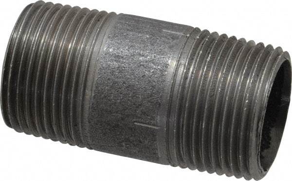 Made in USA - Schedule 40, 3/4" Diam x 2" Long Steel Black Pipe Nipple - Threaded - Americas Industrial Supply