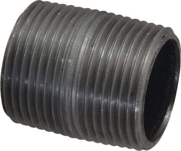 Made in USA - Schedule 40, 1" Diam x 1-1/2" Long Steel Black Pipe Nipple - Threaded - Americas Industrial Supply