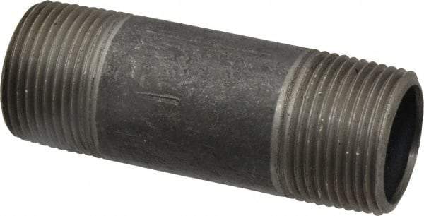 Made in USA - Schedule 40, 1" Diam x 3-1/2" Long Steel Black Pipe Nipple - Threaded - Americas Industrial Supply