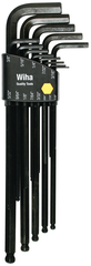 13 Piece - .050 - 3/8 - Black Finish - Ball End Hex L-Key Long Arm Set - Americas Industrial Supply